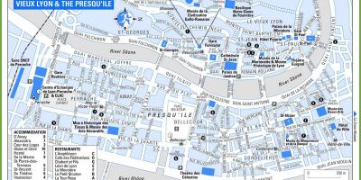 地图上的老城的法国里昂
