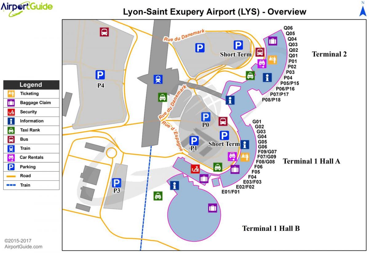 里昂法国机场的地图