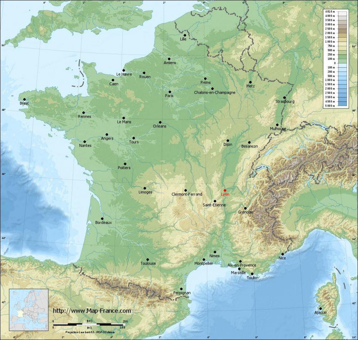 地图的地理Lyon