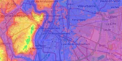 地图上的地形Lyon
